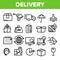 Delivery Line Icon Set Vector. Fast Transportation Service. Delivery 24 Logistic Support Icons. Express Order. Thin