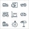 Delivery line icons. linear set. quality vector line set such as mailbox, on time, truck, truck, package, scooter, truck, received