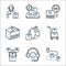 delivery line icons. linear set. quality vector line set such as tracking, customer support, drone delivery, cart, global