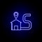 delivery location home line icon in blue neon style. Set of logistics illustration icons. Signs, symbols can be used for web, logo