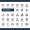 Delivery and logistic package commerce shipping detailed outline icon set. simple vector illustration