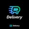 Delivery logo. Dynamic letter D with wheels like car or truck.