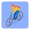 Delivery Man on Bicycle Isometric Illustration