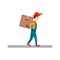 Delivery Man with a Box Behind Back, Vector