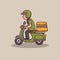 Delivery man character vector ride a scooter