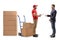 Delivery man with a document handing boxes to a man