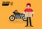 Delivery man. The guy holding the product box and the bike deliver the order with cartoon character