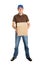 Delivery man holding package box