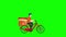 A delivery man riding a bicycle in green background 4K animation. Online shopping and food delivery concept. Home delivery with a