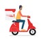 Delivery man riding motor bike