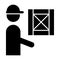 Delivery man solid icon. Man with box vector illustration isolated on white. Loader glyph style design, designed for web
