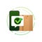 Delivery order confirmation. Online delivery and shipping service. Box icon and approved. Vector stock illustration.