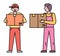 Delivery of Orders and Cargo, Couriers with Boxes