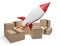 Delivery packages rocket 3d-illustration