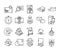 Delivery packaging, cargo distribution, logistic shipment of goods icons set line style design
