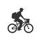 A delivery person riding a bicycle icon