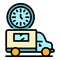 Delivery sales car icon color outline vector