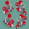 Delivery scooter isometric vector