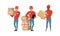 Delivery Service Concept, Male Couriers in Uniform Carrying Boxes and Delivering Parcels Set Cartoon Vector Illustration