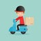 Delivery service, delivery man is riding motor bike,Fast and Free Transport, man hipster is riding motorbike,modern design flat