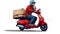 Delivery service, electric moped, food and food delivery advertising.