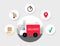 Delivery service. Online delivery tracking. Logistics. Express shipping. Flat style. Vector