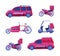 Delivery service transport set. transportation distribution vehicles, Bike, motorbike, van car cartoon vector