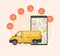 Delivery service transportation van fast reliable 24-hour food and beverage groceries shopping documents tracking location with