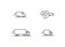 Delivery service vector icon set. Truck Van Semi truck Air plane logo collection isolated on white. Moving car sign