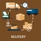 Delivery, shipping and logistics flat icons