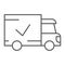 Delivery thin line icon, shipping and service, truck sign, vector graphics, a linear pattern on a white background.
