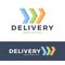 Delivery three Arrow vector Logo. Colorful line style. Agency, logistic