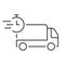 Delivery Time Line Icon. Express Shipping Vehicle Linear Pictogram. Fast Deliver Outline Symbol. Cargo Truck with Timer