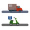 Delivery transport cargo truck and scooter vector illustration.