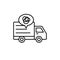 Delivery truck complicated line icon. shipment car misguided and gets lost illustration. simple outline vector symbol design.