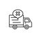 Delivery truck cross mark icon. shipment item failed illustration. simple outline vector symbol design.