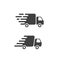 Delivery truck icon flat symbol, fast shipping cargo van pictogram