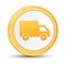 Delivery truck icon gold round button golden coin shiny frame luxury concept abstract illustration isolated on white background