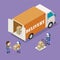 Delivery truck. Isometric vector illustration