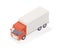 Delivery truck isometric vector illustration. Cartoon vehicle express supply parcel service isolated on white background