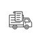 Delivery truck paper list icon. shipment report document illustration. simple outline vector symbol design.