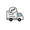 Delivery truck sleep icon. shipment courier take a break illustration. simple outline vector symbol design.