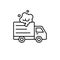 Delivery truck smoke icon. shipment car broke down illustration. simple outline vector symbol design.