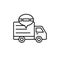 Delivery truck traffic jam icon. shipment delay illustration. simple outline vector symbol design.