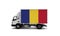 Delivery van with Romania flag. logistics concept