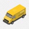 Delivery yellow truck icon, isometric style