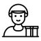 Delivery young courier icon, outline style