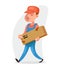 Deliveryman cargo freight box delivery shipment loader character icon cartoon design vector illustration