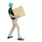 Deliveryman carrying a cardboard box