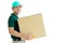 Deliveryman carrying a cardboard box